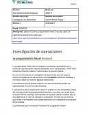 Investigación de operaciones. La programación lineal