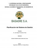 BASADRE S.A. Planificación del Sistema de Gestión