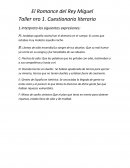 El Romance del Rey Miguel Taller nro 1. Cuestionario literario