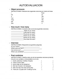AUTOEVALUACION INGLÉS. Página 1