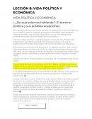 LECCIÓN 8: VIDA POLÍTICA Y ECONÓMICA