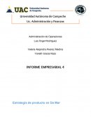 Administracion de operaciones. Estrategia de producto en De Mar
