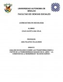 ANALISIS SOCIOLOGICO SOBRE LAS TRANSFORMACIONES A PARTIR DE LA POSMODERNIDAD BASADO EN EL LIBRO "LA CONDICION DE LA MODERNIDAD” DE DAVID HARVEY