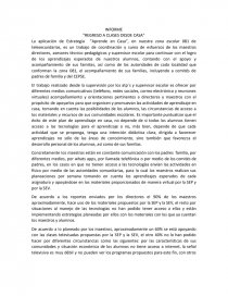 INFORME “REGRESO A CLASES DESDE CASA”. Página 1