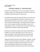 OPINION SOBRE EL CORONAVIRUS