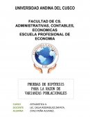 PRUEBAS DE HIPÓTESIS PARA LA RAZON DE VARIANZAS POBLACIONALES