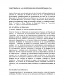 COMPETENCIA DE LAS SECRETARÍAS DEL ESTADO DE TAMAULIPAS