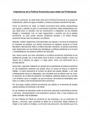 Importancia de la Política Económica para todas las Profesiones