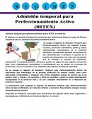 Admisión temporal para perfeccionamiento activo RITEX
