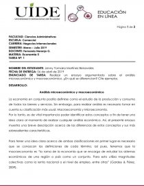 Análisis microeconómico y macroeconómico. Página 1