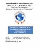 RESUMEN DE ESTIMACIÓN DE LA DEMANDA DE DINERO ASPECTOS TEÓRICOS