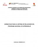 NORMATIVAS PARA EL SISTEMA DE RELACIONES DEL PROGRAMA NACIONAL DE APRENDIZAJE