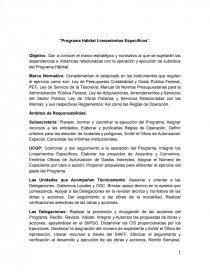 Programa Hábitat Lineamientos Específicos. Página 1