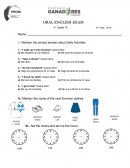 Examen Oral de Inglés para 3er grado