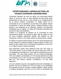 OPORTUNIDADES LABORALES PARA UN TECNICO SUPERIOR UNIVERSITARIO. Página 1