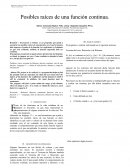 Posibles raíces de una función continua