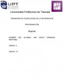 Reporte sobre programacion