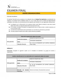 EXAMEN FINAL DISEÑO ORGANIZACIONAL. Página 1
