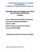 RESUMEN ANALITICO SOBRE LAS ETAPAS DEL ESTADO DE HONDURAS