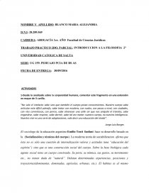 TRABAJO PRACTICO 2DO. PARCIAL: INTRODUCCION A LA FILOSOFIA 2°. Página 1
