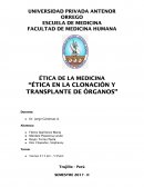 Ética en la clonación y transplante de órganos