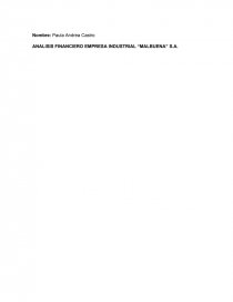 ANALISIS FINANCIERO EMPRESA INDUSTRIAL “MALBUENA” S.A. Página 1
