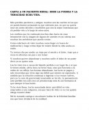 CARTA A UN PACIENTE RENAL: ERES LA FUERZA Y LA TENACIDAD ECHA VIDA