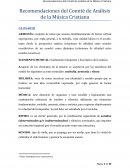 Recomendaciones del Comité de Análisis de la Música Cristiana