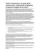 Coronavirus y el sector de la construcción: ¿cómo puede la industria recuperarse después de la crisis?