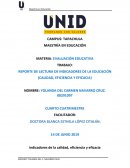 REPORTE DE LECTURA DE INDICADORES DE LA EDUCACIÓN