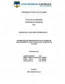 OPTIMIZACIÓN DE PRESUPUESTOS DE UN TANQUE DE ALMACENAMIENTO AGUA POTABLE EN EL MUNICIPIO DE SILVANIA