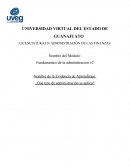 Evidencia de Aprendizaje: ¿Qué tipo de administración se aplica?