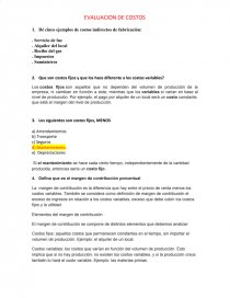 Evaluacion de Costos. Página 1