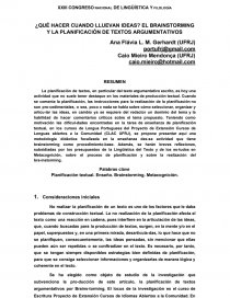 Lluvia de ideas y planificación de textos. Página 1