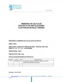 MEMORIA DE CÁLCULOS PROYECTO DE INSTALACIONES ELÉCTRICAS EN BAJA TENSIÓN