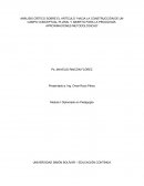 ANÁLISIS CRÍTICO SOBRE EL ARTÍCULO “HACIA LA CONSTRUCCIÓN DE UN CAMPO CONCEPTUAL PLURAL Y ABIERTO PARA LA PEDAGOGÍA: APROXIMACIONES METODOLÓGICAS”