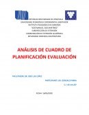 ANÁLISIS DE CUADRO DE PLANIFICACIÓN EVALUACIÓN