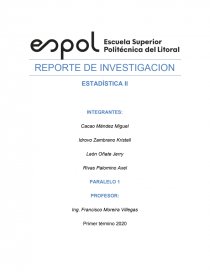 REPORTE DE INVESTIGACION ESTADÍSTICA II. Página 1