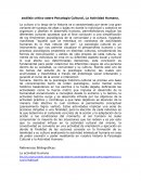 Análisis crítico sobre Psicología Cultural, La Actividad Humana