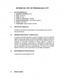 INFORME DEL TEST DE PERSONALIDAD 16 PF