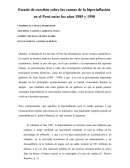 Estado de cuestión sobre las causas de la hiperinflación en el Perú entre los años 1985 y 1990