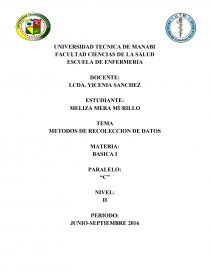 METODOS DE RECOLECCION DE DATOS. Página 1