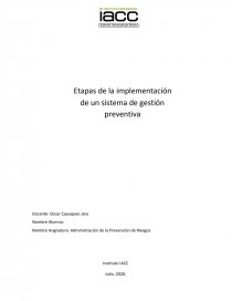 Etapas de la implementación de un sistema de gestión preventiva. Página 1