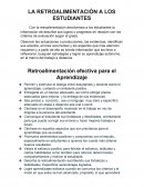 LA RETROALIMENTACIÓN A LOS ESTUDIANTES
