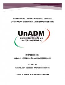 VARIABLES Y MODELOS MACROECONÓMICOS. Página 1