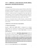 ORÍGENES Y EVOLUCIÓN DEL ESTADO LIBERAL. IDEOLOGÍAS Y MOVIMIENTOS POLÍTICOS