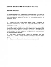 PROPUESTAS DE PROGRAMAS DE FIDELIZACIÓN DE CLIENTES. Página 1