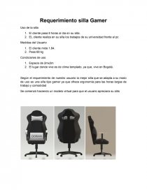 Requerimiento silla Gamer. Página 1