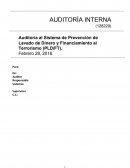 Auditoria al Sistema de Prevención de Lavado de Dinero y Financiamiento al Terrorismo (PLD/FT)