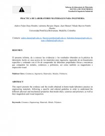 Informe de laboratorio de materiales para ingenieria. Página 1